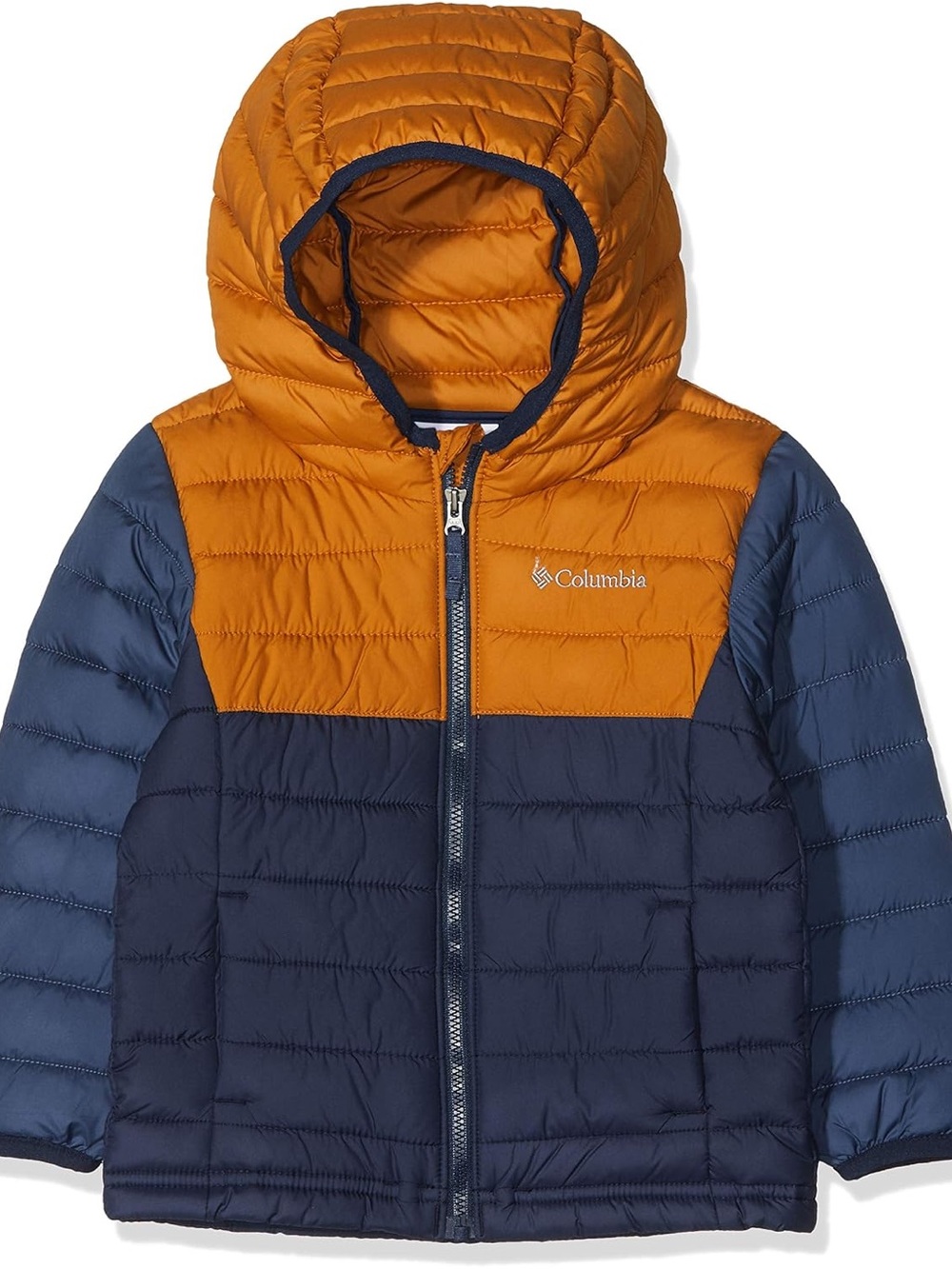 blue and orange Columbia Toddler Powder Lite II Hooded Jacket 2T